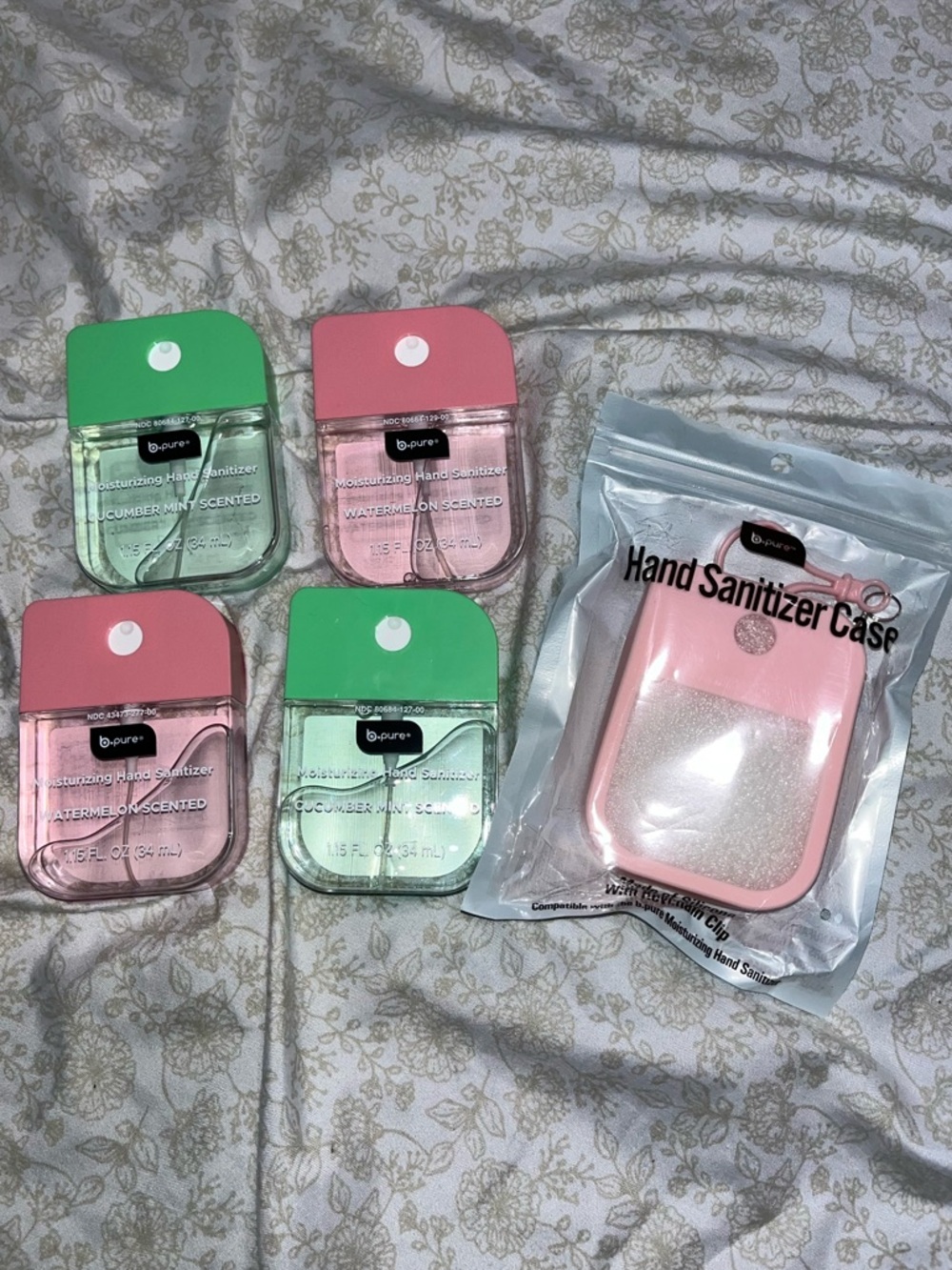 *NEW* B PURE HAND SANITIZERS (4) with PINK CASE